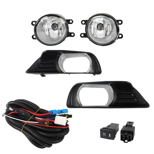 Solid Spare Fit For Toyota Camry 2007-2009 Front Fog Lights Lamps+Bezel+Switch Kit Clear New
