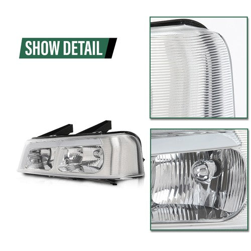 Solid Spare LED DRL Headlights Chrome Fit For 2003-2023 Chevrolet Express GMC Savana Van