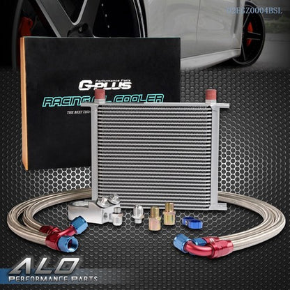 Solid Spare Universal 30 Row 10AN Aluminum Engine Transmission Oil Cooler+Filter Adapter Kit