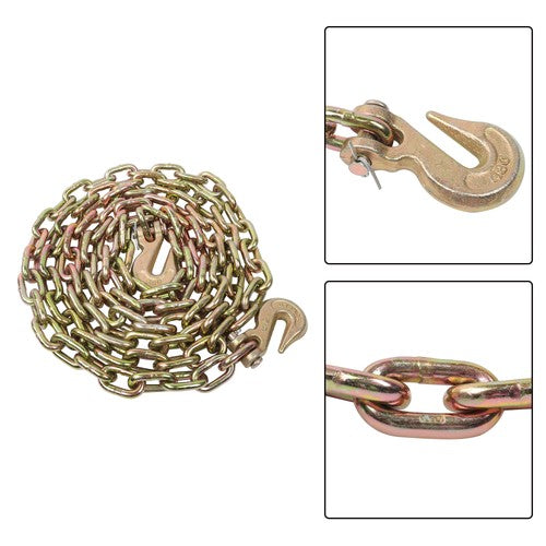 Solid Spare 4900lbs Transportation Bundle Chain Steel Gold G80 5/16in×12ft W/Clevis Hooks