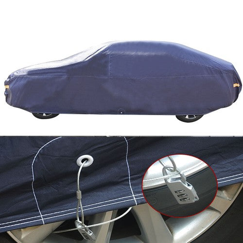 Solid Spare PEVA Car Cover Dark Blue Lining 7 Layers Waterproof Full W/Non-Abrasive Cotton