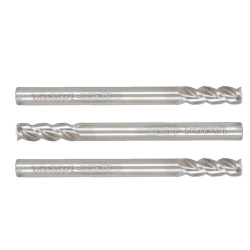 Solid Spare 3Pcs 1/8" 3 Flute Regular Length Carbide End Mill for Aluminum X 3/8" Cut Length