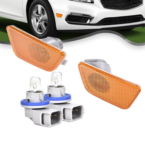 Solid Spare For Chevy Cruze 2011-2015 Front Bumper Reflector Side Marker Light Assembly R&L