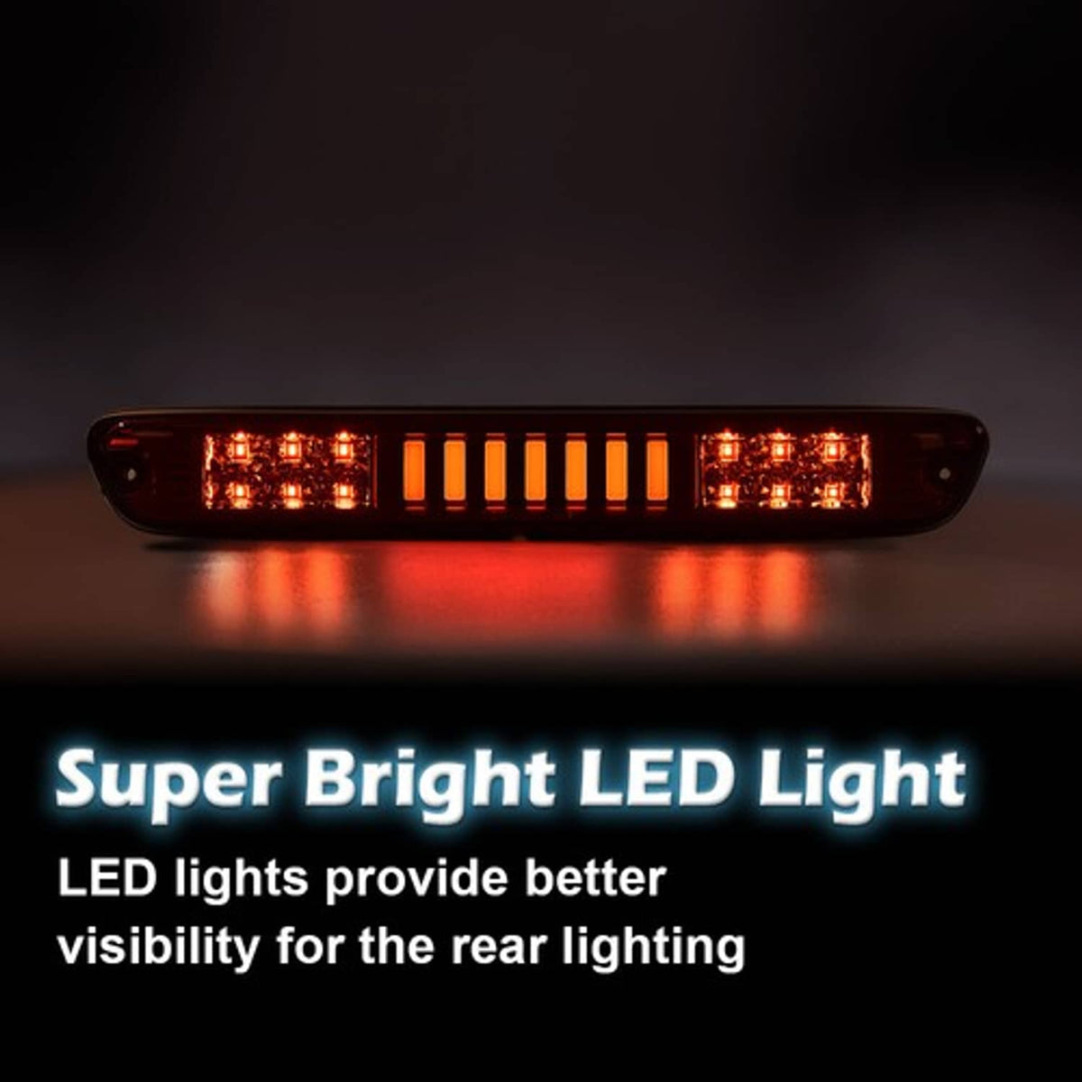 Solid Spare Fit For 2004-2012 Colorado Canyon Red/Chrome LED 3rd Brake Light Cargo Lamp
