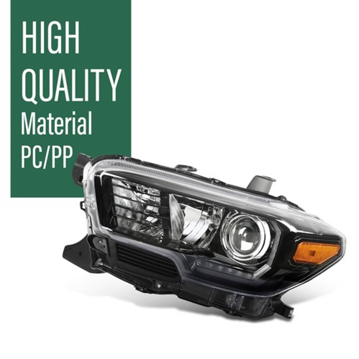 Solid Spare Headlights Headlamps Assembly Black w/ LED DRL Fit For 2016-2022 Toyota Tacoma