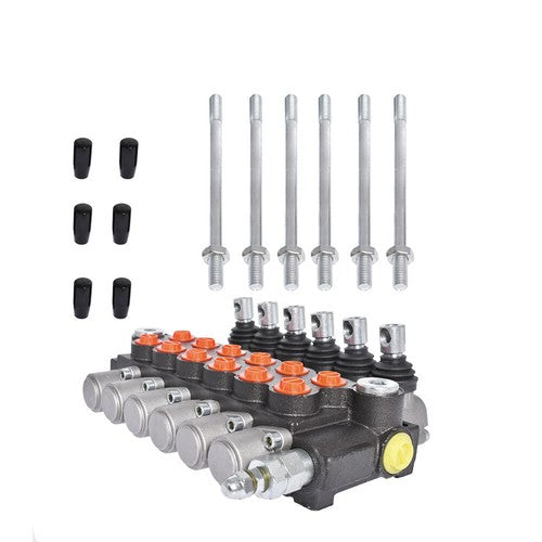 Solid Spare Hydraulic Control Valve Double Acting 13 GPM 3600 PSI SAE Ports 6 Spool
