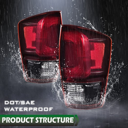 Solid Spare Fit For 16-2022 Toyota Tacoma Red/Black Rear Tail Lights Brake Lamps Left+Right