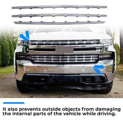 Solid Spare Snap-On Chrome Grille Trim Molding Covers For 19-21 Chevy Silverado 1500 LT RST