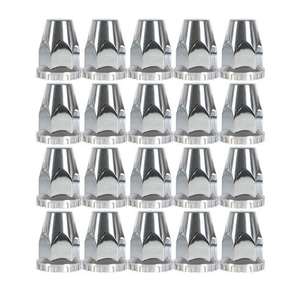 Solid Spare Semi Truck Rear & Front Chrome Wheel Axle Cover Hub Cap 33mm Lug Nuts Thread-On