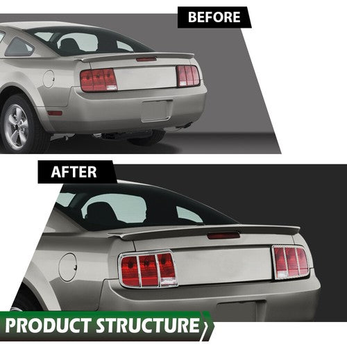 Solid Spare Tail Light Bezel Cover Silver Fit For 05-09 Ford Mustang Left+Right Pair Set
