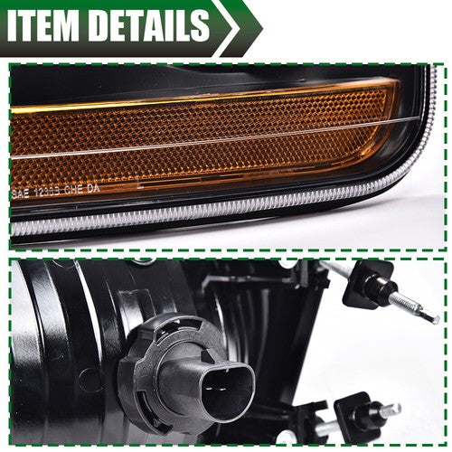 Solid Spare Fit For 97-03 Ford F150/99-02 Expedition Black Headlights+Corner Lights Pair