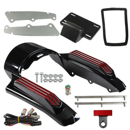 Solid Spare Rear Fender Fascia w/LED Light Lamp Set For Touring Electra Glide 2014-Up