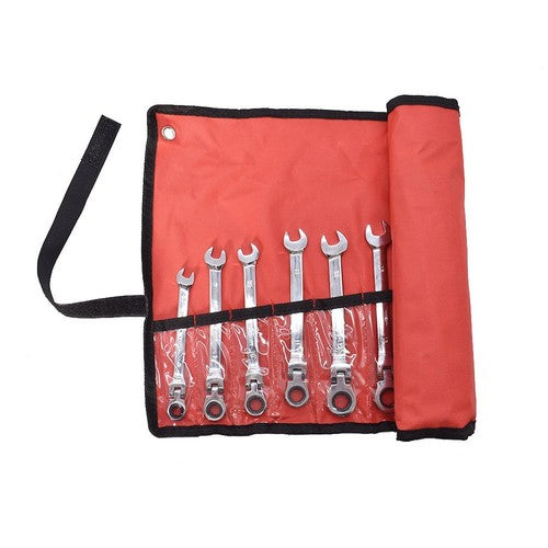 Solid Spare 12pc Flexible Head Ratcheting Wrench Combination Spanner Tool Set 8-19mm Metric