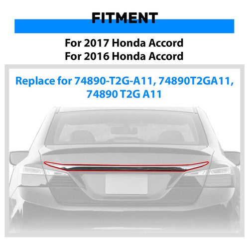 Solid Spare For 2016 2017 Honda Accord Sedan Rear License Garnish Chrome Trim Trunk Molding