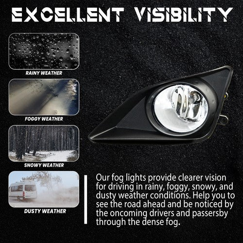 For 2009-2010 Toyota Corolla Pair Clear Bumper Driving Fog Lights Lamps w/Switch
