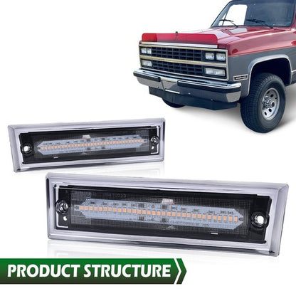 Solid Spare Fit For 1981-1991 GMC Chevy Pickup Truck LED Front Side Marker Lights Smoke
