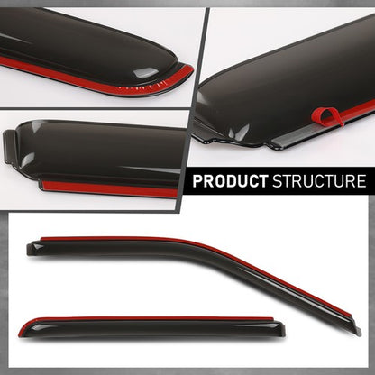 Solid Spare Fit For 15-24 Ford F150 SuperCrew Window Visor In Channel Rain Guards Vent Shade