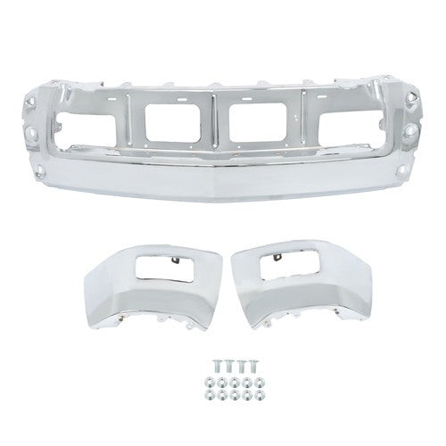 Solid Spare For Chevy Silverado 1500 2014-15 Split Style Chrome Front Bumper w/o Sensor Hole