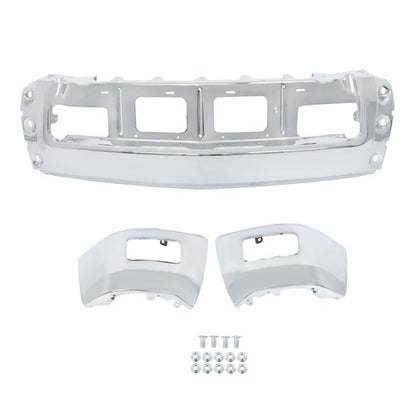 Solid Spare For Chevy Silverado 1500 2014-15 Split Style Chrome Front Bumper w/o Sensor Hole
