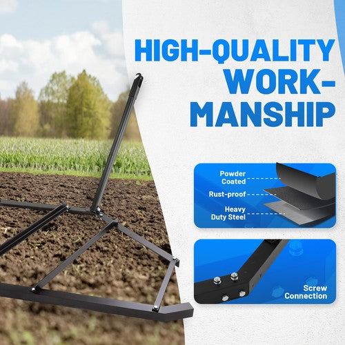Solid Spare Driveway Drag Tow Behind Drag Harrow 72'' Width, Steel Gravel Grader For ATV,UTV