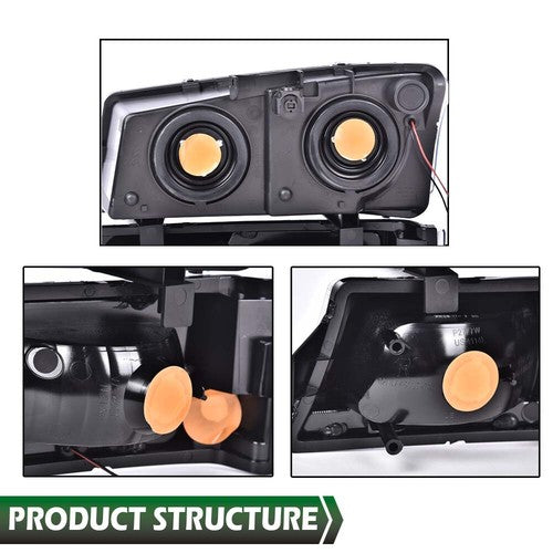 Solid Spare LED DRL Headlights Bumper Lamps+Fog Lights Fit For 03-06 Silverado Avalanche