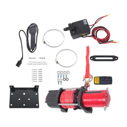 Solid Spare Electric Winch 4500lbs Synthetic Rope 12VDC Copper Motor With Wireless Remote