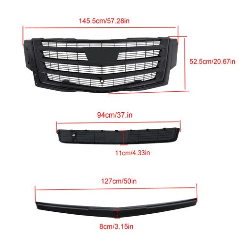 Solid Spare Fit For Cadillac Escalade 2015-2020 3Pcs New Plastic Front Center Mesh Grille