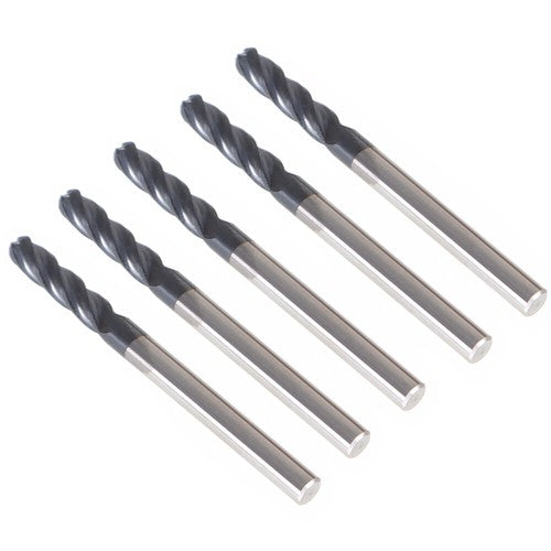 Solid Spare 5 PCS End Mill 1/8" 4 Flute 1-1/2" Overall Length Ball Nose Carbide
