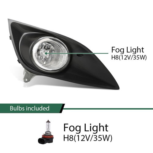Solid Spare Halogen Fog Light w/ Bezel Fit For 2013-2016 Hyundai Veloster Turbo Right Side