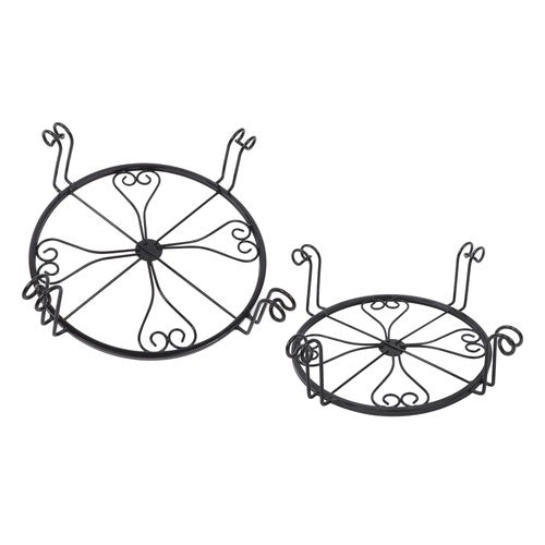 Solid Spare 2 Pack 10" 12" Rustproof Black Metal Plant Stands Flower Planter Pot Stand Round