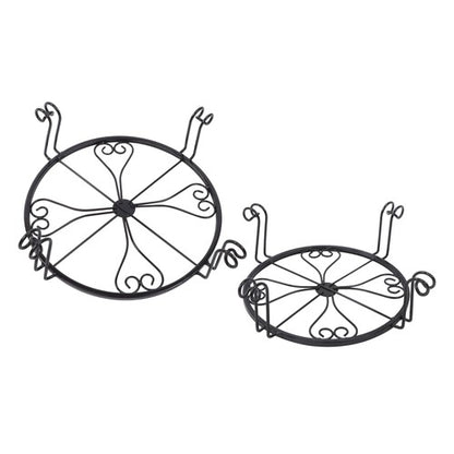 Solid Spare 2 Pack 10" 12" Rustproof Black Metal Plant Stands Flower Planter Pot Stand Round