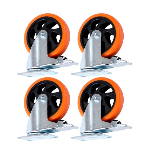 Solid Spare 5 inch Swivel Caster Wheels with Dual Locking, Heavy Duty Castors Set of 4