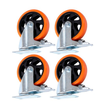 Solid Spare 5 inch Swivel Caster Wheels with Dual Locking, Heavy Duty Castors Set of 4