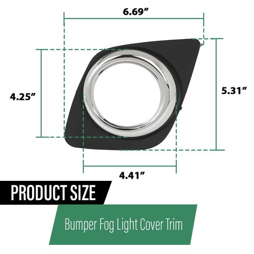 Solid Spare Fit For 2009-2012 Toyota RAV4 Front Bumper Fog Light Bezel Lamp Trim Left+Right