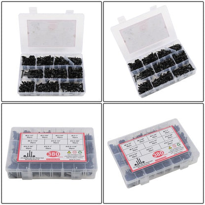 Solid Spare 380Pcs Self Tapping Phillips Screws #8 #10 410 Stainless Steel for Metal