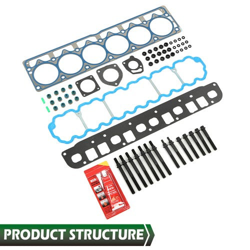 Solid Spare Fit For 99-03 Jeep Grand Cherokee Wrangler TJ 4.0L Head Gasket Set Head Bolts