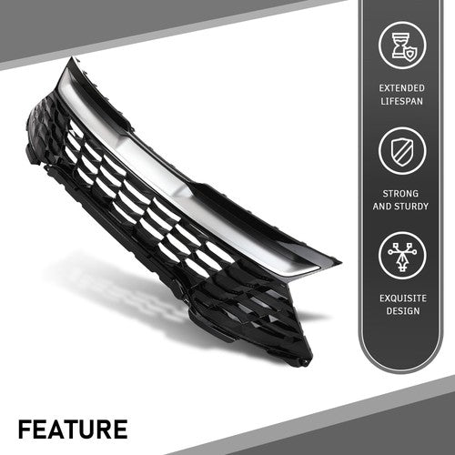 Solid Spare Front Bumper Upper Grille Grill Black & Chrome Fit For 2023 2024 Kia Sportage