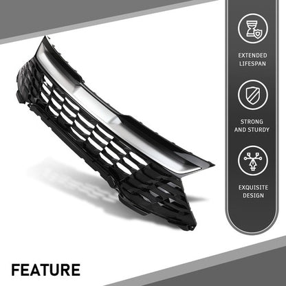 Solid Spare Front Bumper Upper Grille Grill Black & Chrome Fit For 2023 2024 Kia Sportage