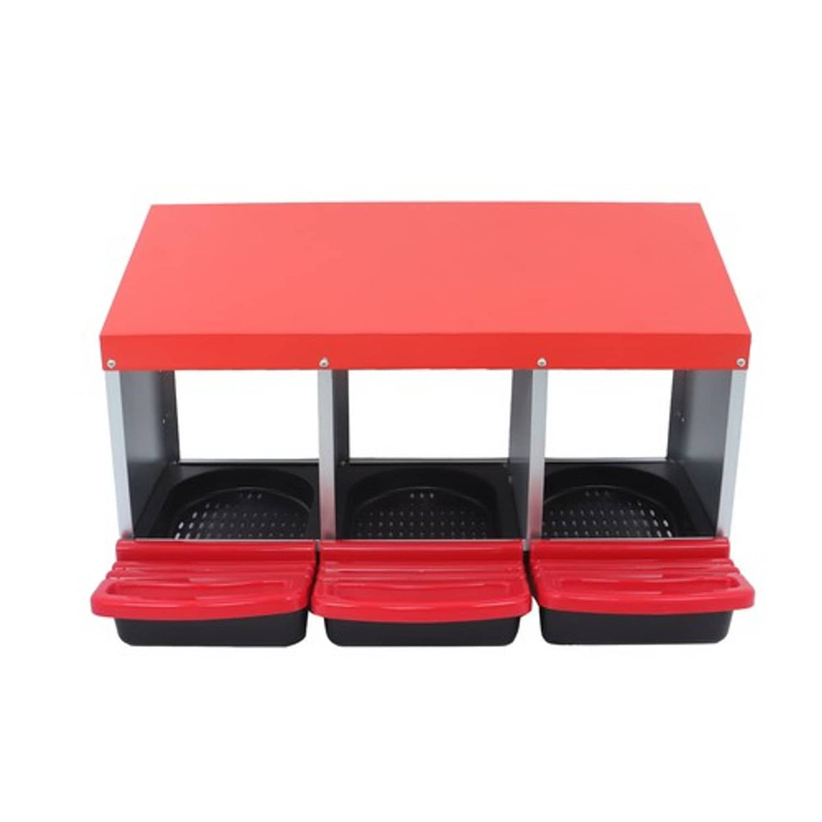 Solid Spare Red Chicken Egg Laying Box With Lided Cover Chicken Nest Boxes Coop Metal 3 Hole