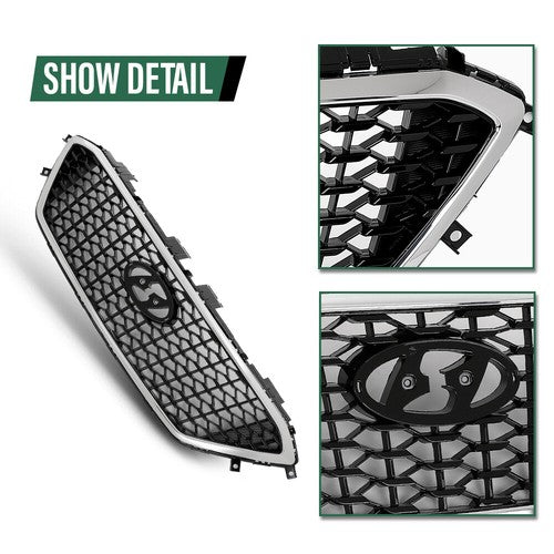 Solid Spare Fit For 2015-2017 Hyundai Sonata Front Bumper Upper Grille Grill W/O Radar Hole