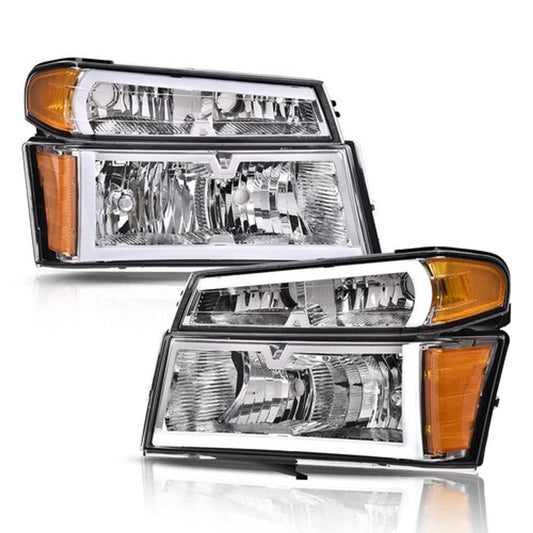 Solid Spare Fit For 04-12 GMC Canyon/Chevy Colorado LED DRL Amber Corner Headlights Lights