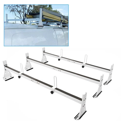 Solid Spare For Chevy Express 2500/3500 1996-up Steel White Cargo Van Roof Ladder Rack 3 bar