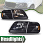 Solid Spare Amber Black Headlights & Corner Lights Fit For 1997-2003 Ford F150 Expedition