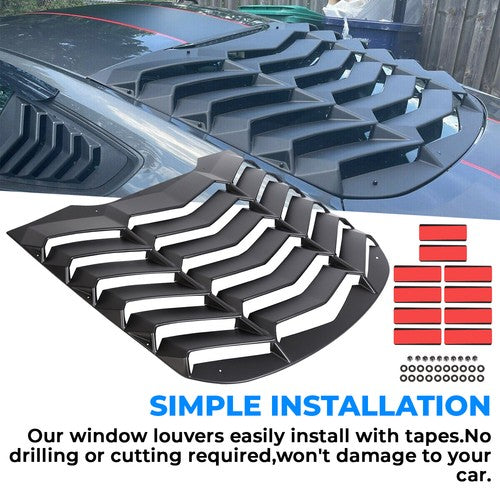 Solid Spare Fits 2015-2023 2019 2018 Ford Mustang Rear Window Louver Cover Sun Shade - ABS