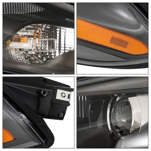 Solid Spare For Dodge Dart 2013-2016 Driver+Passenger Side Halogen Black Housing Headlights