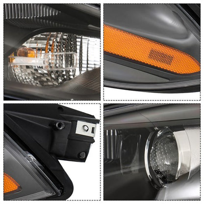 Solid Spare For Dodge Dart 2013-2016 Driver+Passenger Side Halogen Black Housing Headlights