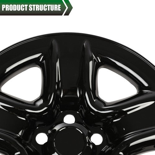 Solid Spare Fit For 06-12 Toyota RAV4 2pcs 17" Wheel Skin Hub Cap Full Rim Cover Black
