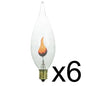 Solid Spare (6) Flicker Flame Flickering Bulb for GE 73254 3w Light