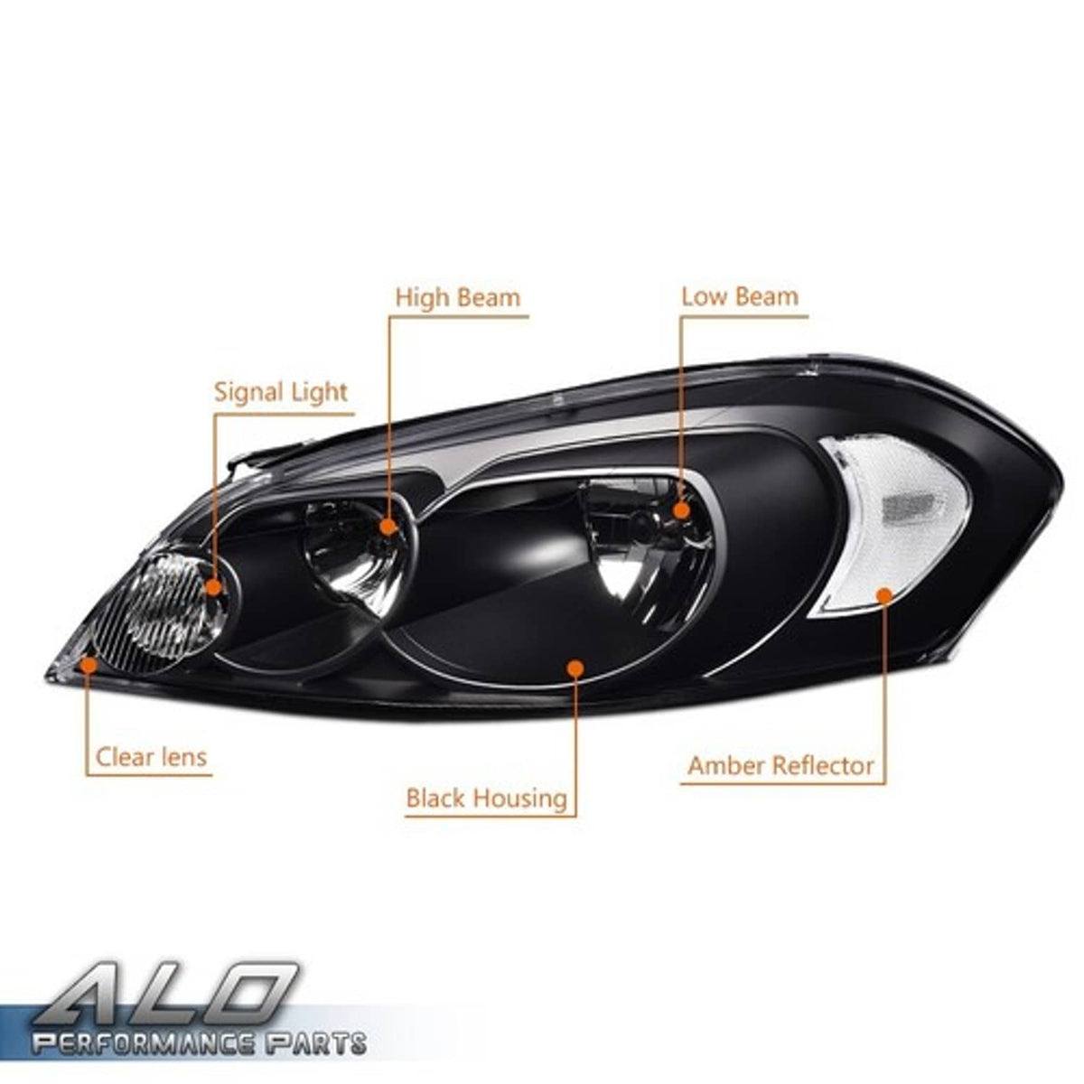 Solid Spare Clear Corner Black Headlights Fit For 06-13 Chevy Impala/06-07 Monte Carlo