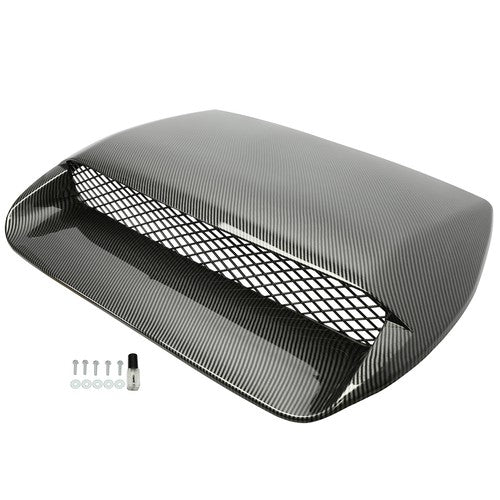 Solid Spare Carbon Fiber Look Air Flow Hood Scoop Bonnet Vent For 2015-2021 Subaru WRX STI